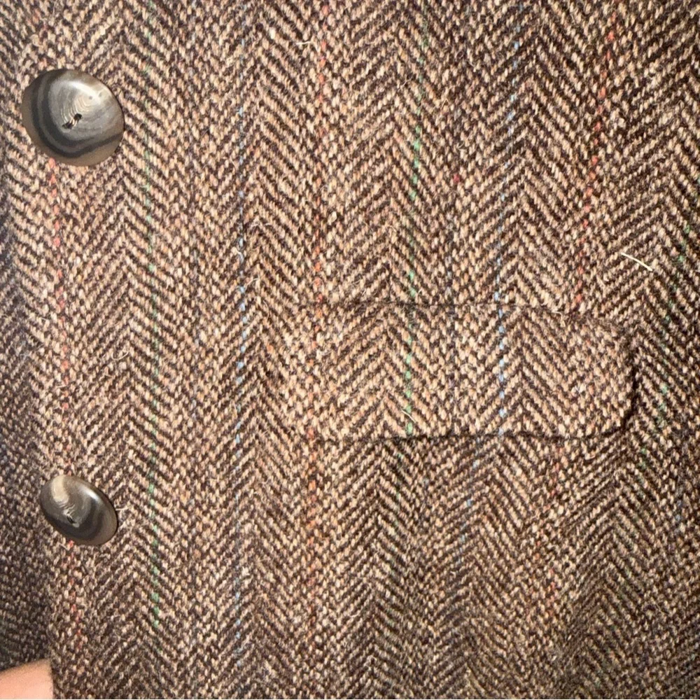 Ralph Lauren Polo Wool Tweed Herringbone Blazer Collarless Made in USA 12 - Picture 10 of 15